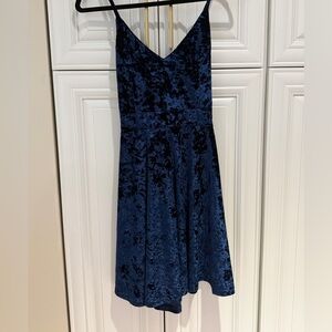 Elegant Blue Velvet Dress
